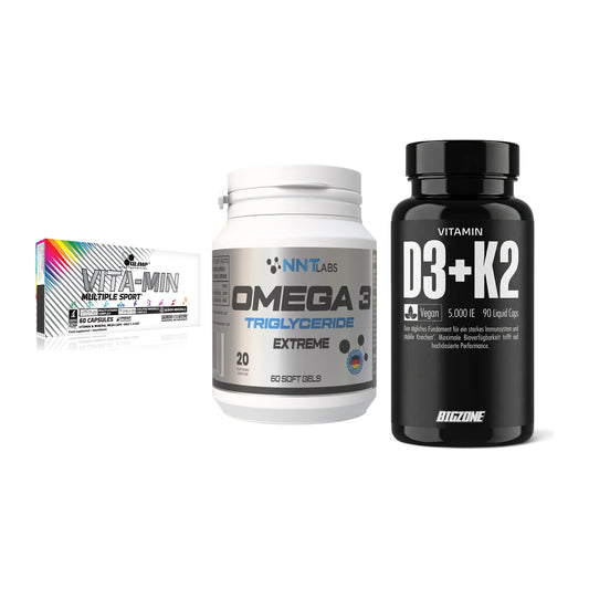 Grundversorgung: Olimp Vita-Min + NNT Omega 3 + Big Zone – alle enthaltenen Artikel