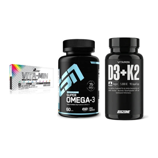 Grundversorgung: Olimp Vita-Min + ESN Omega 3 + Big Zone – alle enthaltenen Artikel