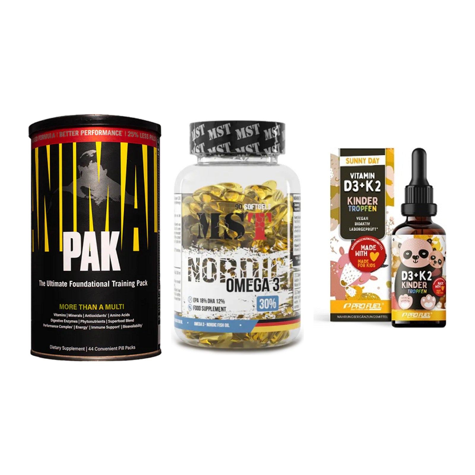 Grundversorgung: Universal + MST Omega 3 + ProFuel VITAMIN – alle enthaltenen Artikel