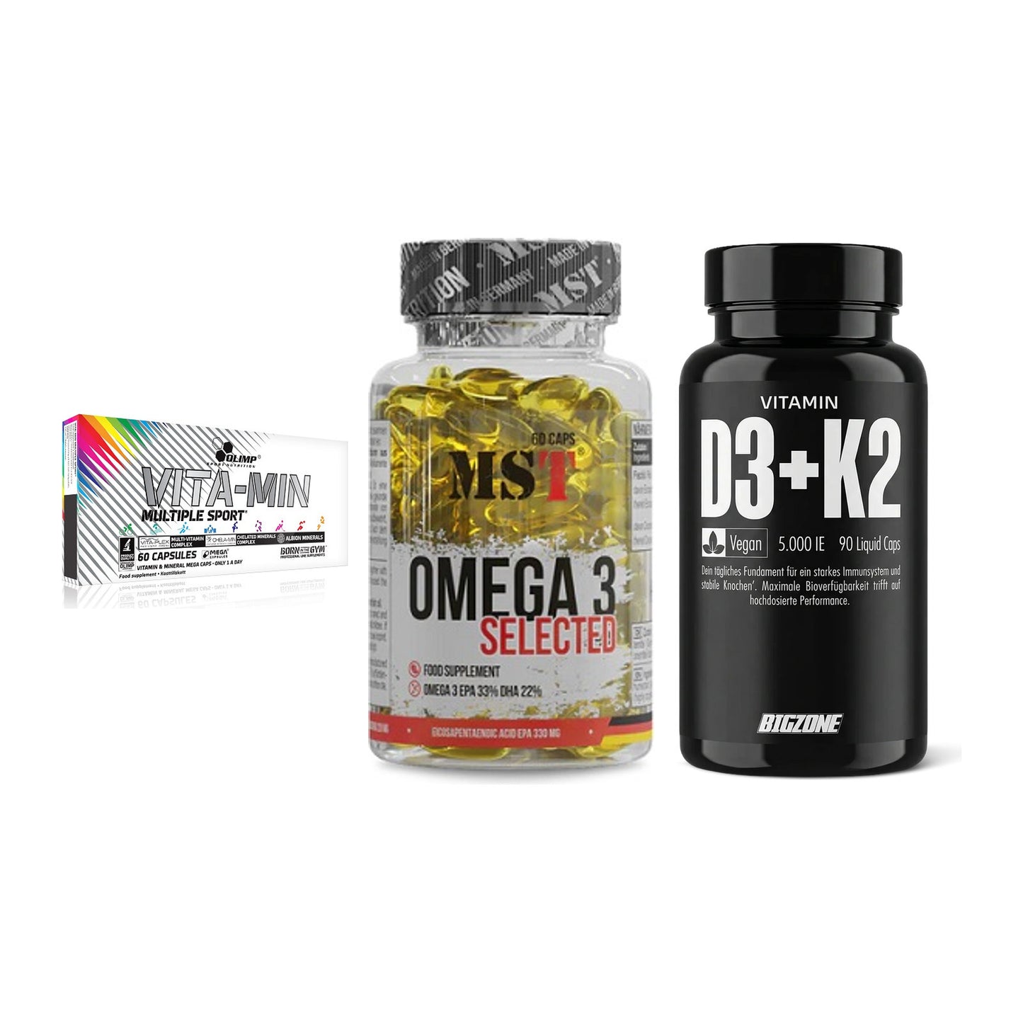 Grundversorgung: Olimp Vita-Min + MST Omega 3 + Big Zone – alle enthaltenen Artikel