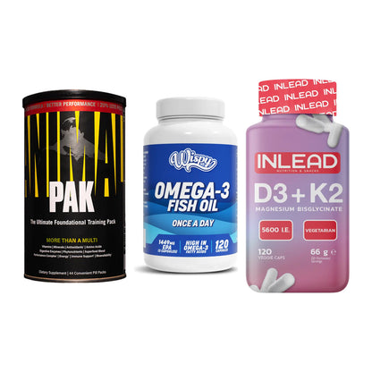 Grundversorgung: Universal + Wispy Omega 3 + INLEAD Vitamin – alle enthaltenen Artikel