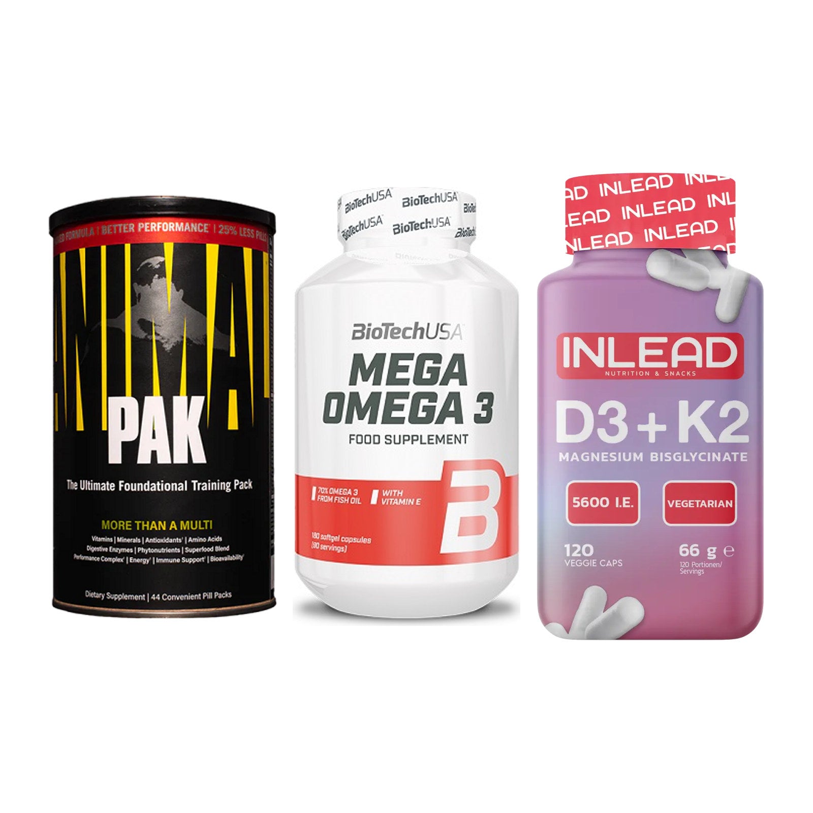 Grundversorgung: Universal + BioTech Mega + INLEAD Vitamin – alle enthaltenen Artikel