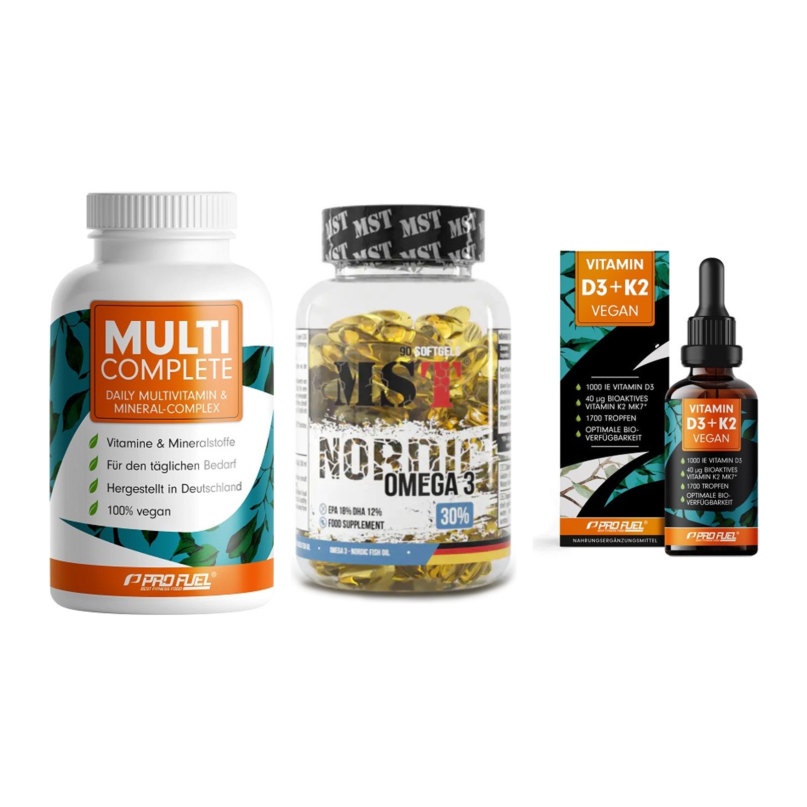 Grundversorgung: ProFuel MULTI + MST Omega 3 + ProFuel Vitamin – alle enthaltenen Artikel