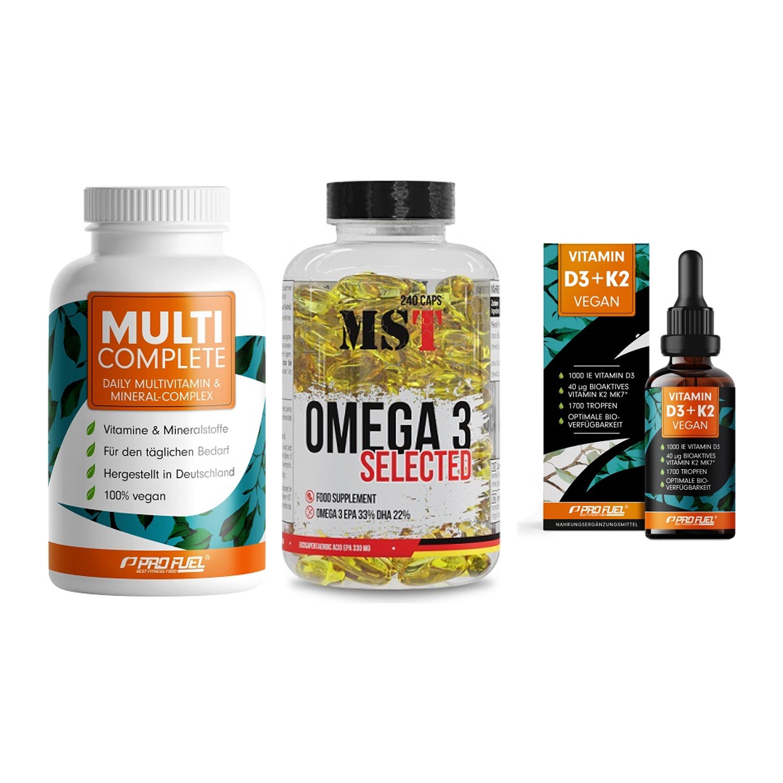 Grundversorgung: ProFuel MULTI + MST Omega 3 + ProFuel Vitamin – alle enthaltenen Artikel