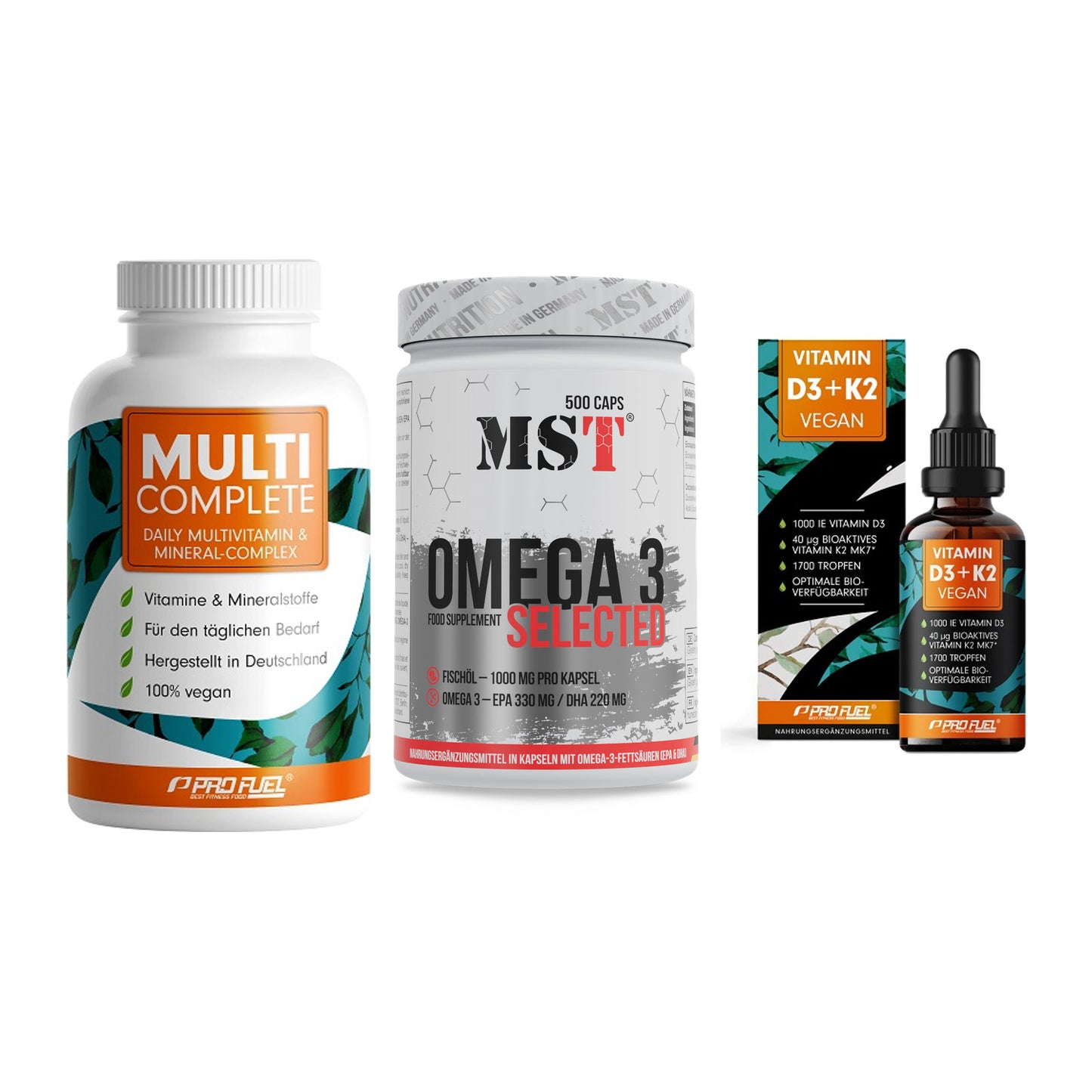 Grundversorgung: ProFuel MULTI + MST Omega 3 + ProFuel Vitamin – alle enthaltenen Artikel