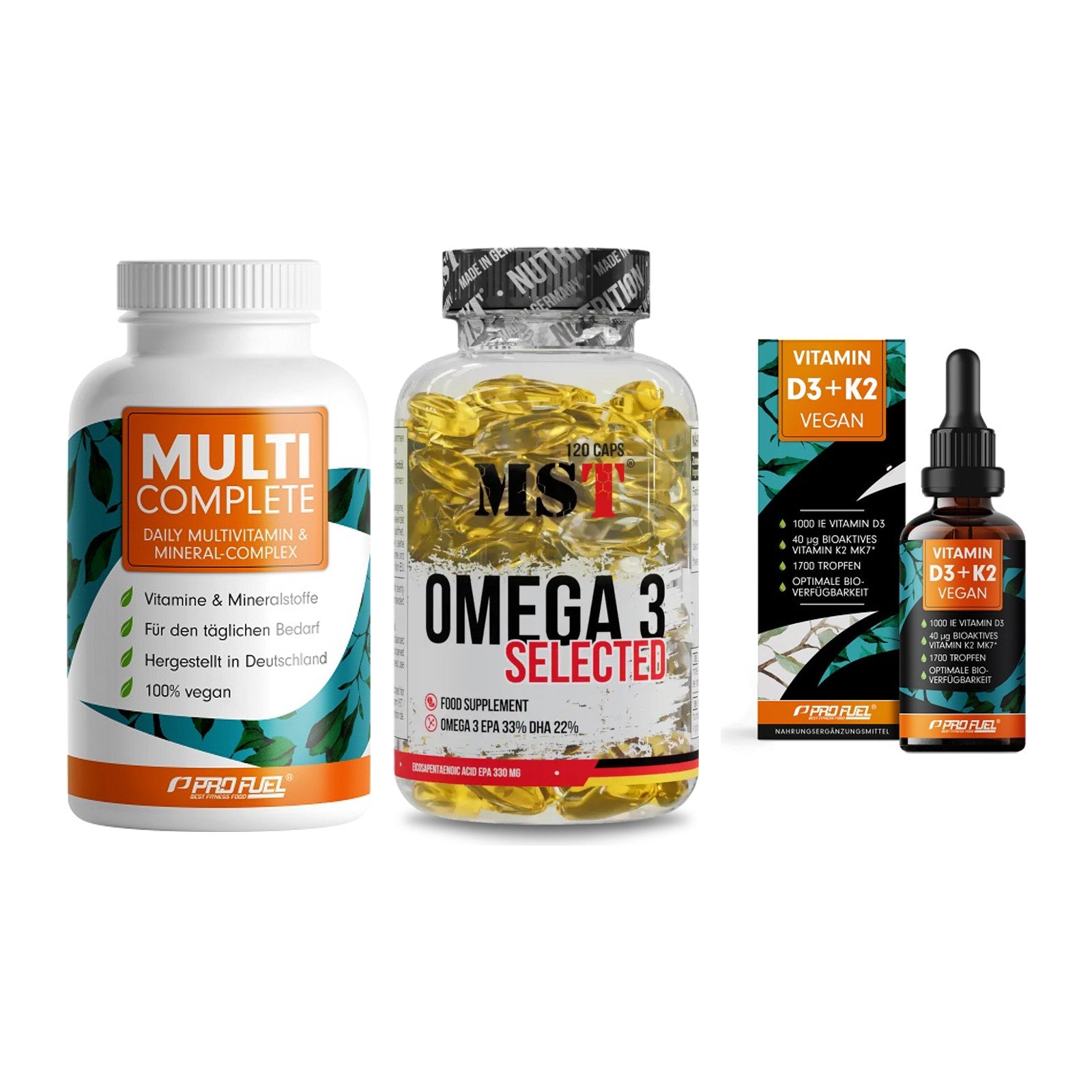 Grundversorgung: ProFuel MULTI + MST Omega 3 + ProFuel Vitamin – alle enthaltenen Artikel