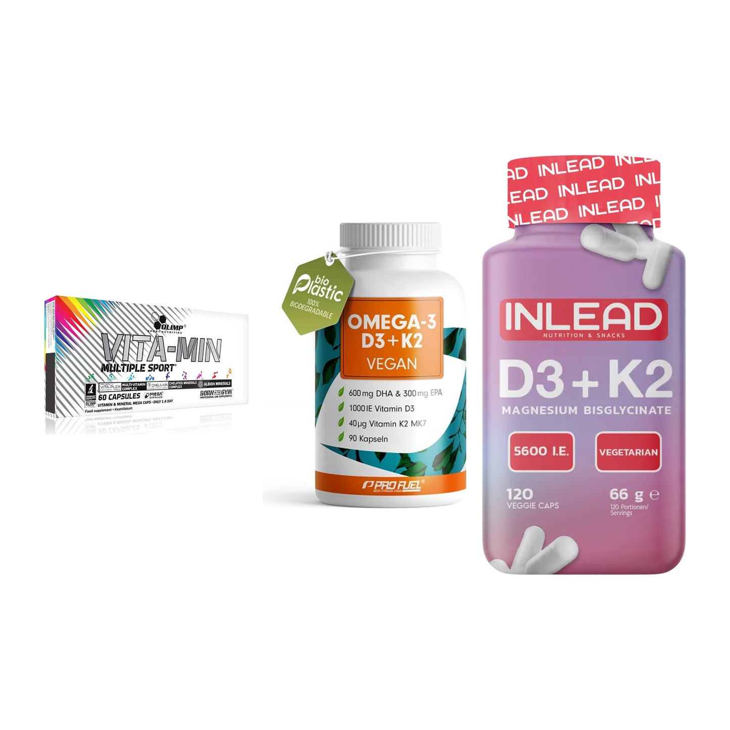 Grundversorgung: Olimp Vita-Min + ProFuel Omega 3 + INLEAD Vitamin – alle enthaltenen Artikel