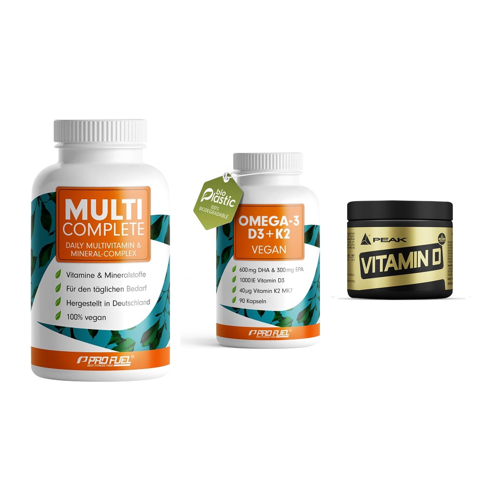 Grundversorgung: ProFuel MULTI + ProFuel Omega 3 + Peak Vitamin D – alle enthaltenen Artikel