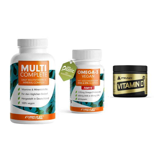Grundversorgung: ProFuel MULTI + ProFuel Omega 3 + Peak Vitamin D – alle enthaltenen Artikel