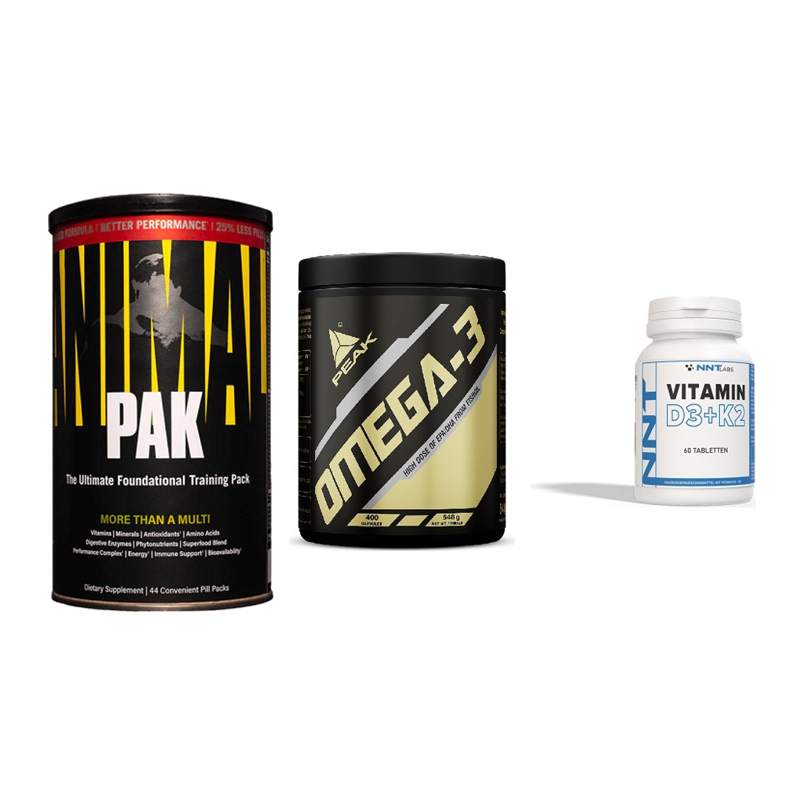Grundversorgung: Universal + Peak Omega-3 + NNT Vitamin – alle enthaltenen Artikel