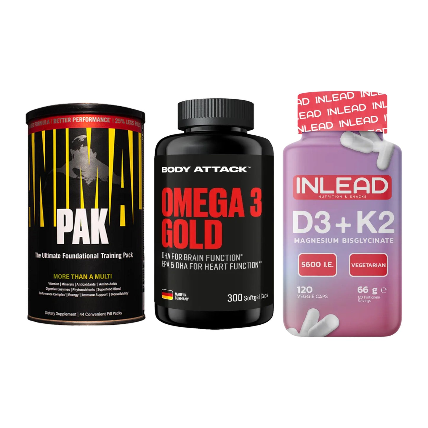 Grundversorgung: Universal + Body Attack + INLEAD Vitamin – alle enthaltenen Artikel