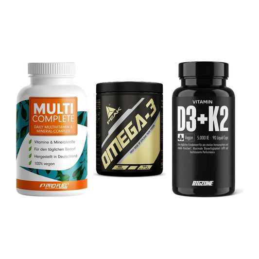Grundversorgung: ProFuel MULTI + Peak Omega-3 + Big Zone – alle enthaltenen Artikel