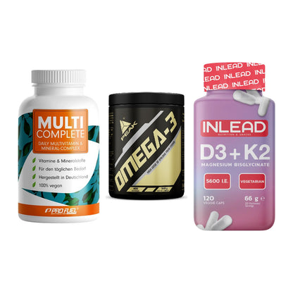 Grundversorgung: ProFuel MULTI + Peak Omega-3 + INLEAD Vitamin – alle enthaltenen Artikel