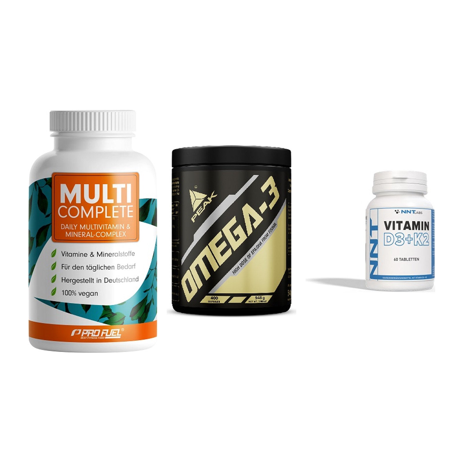 Grundversorgung: ProFuel MULTI + Peak Omega-3 + NNT Vitamin – alle enthaltenen Artikel