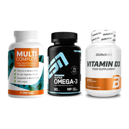 Grundversorgung: ProFuel MULTI + ESN Omega 3 + BioTech Vitamin – alle enthaltenen Artikel