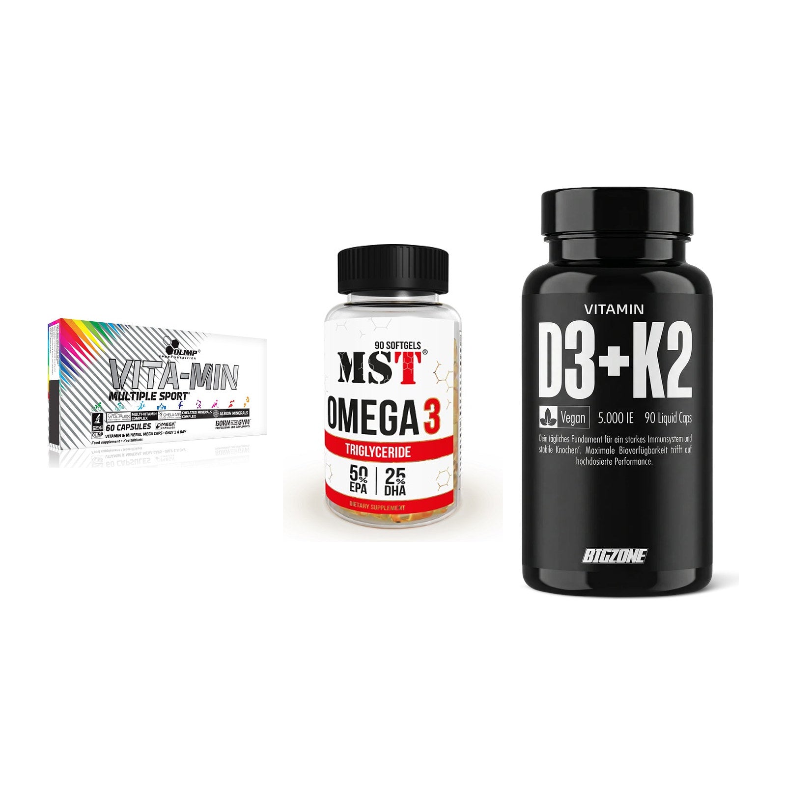 Grundversorgung: Olimp Vita-Min + MST Omega 3 + Big Zone – alle enthaltenen Artikel