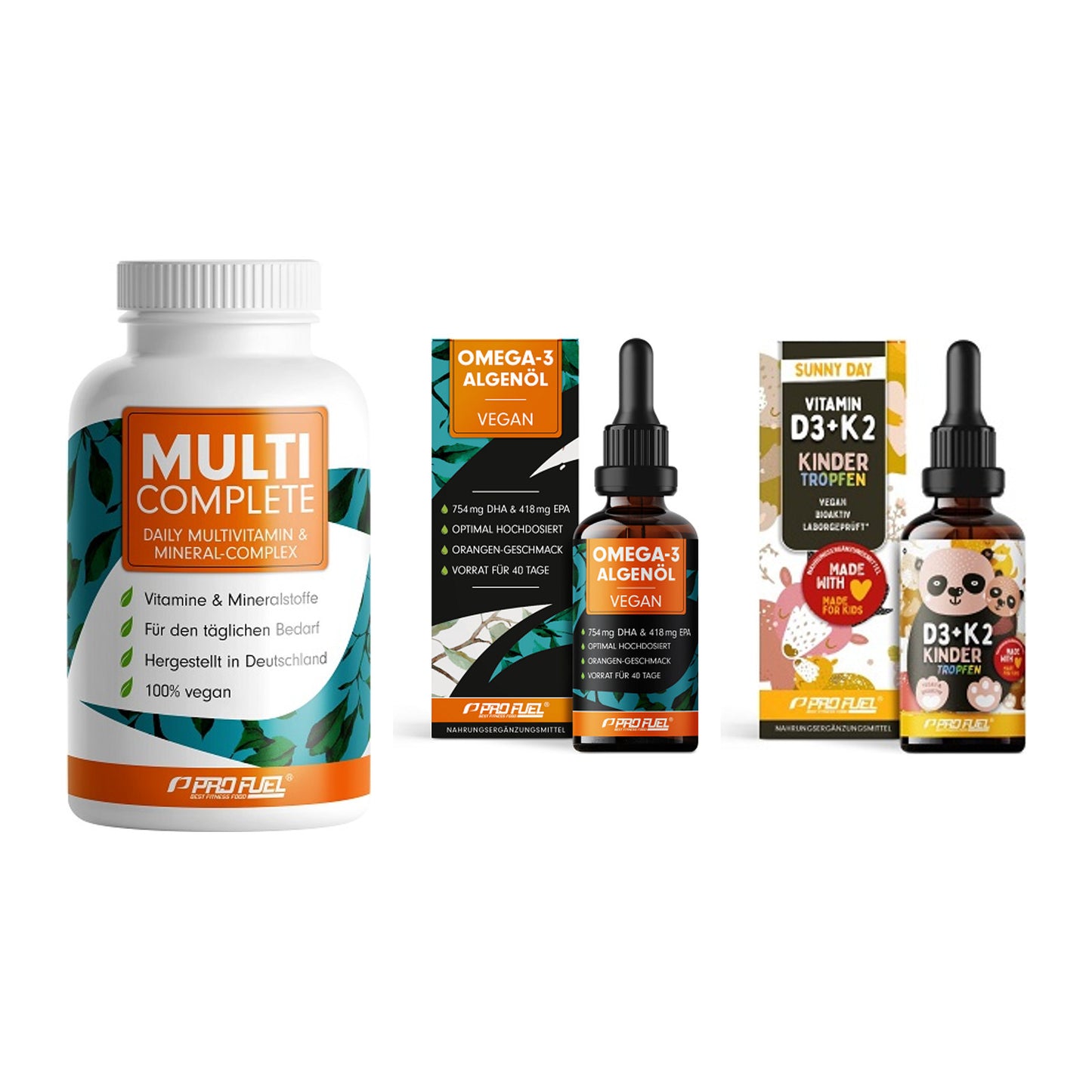 Grundversorgung: ProFuel MULTI + ProFuel Omega 3 + ProFuel VITAMIN – alle enthaltenen Artikel