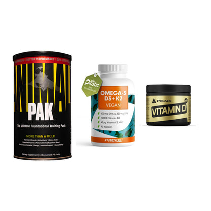Grundversorgung: Universal + ProFuel Omega 3 + Peak Vitamin D – alle enthaltenen Artikel