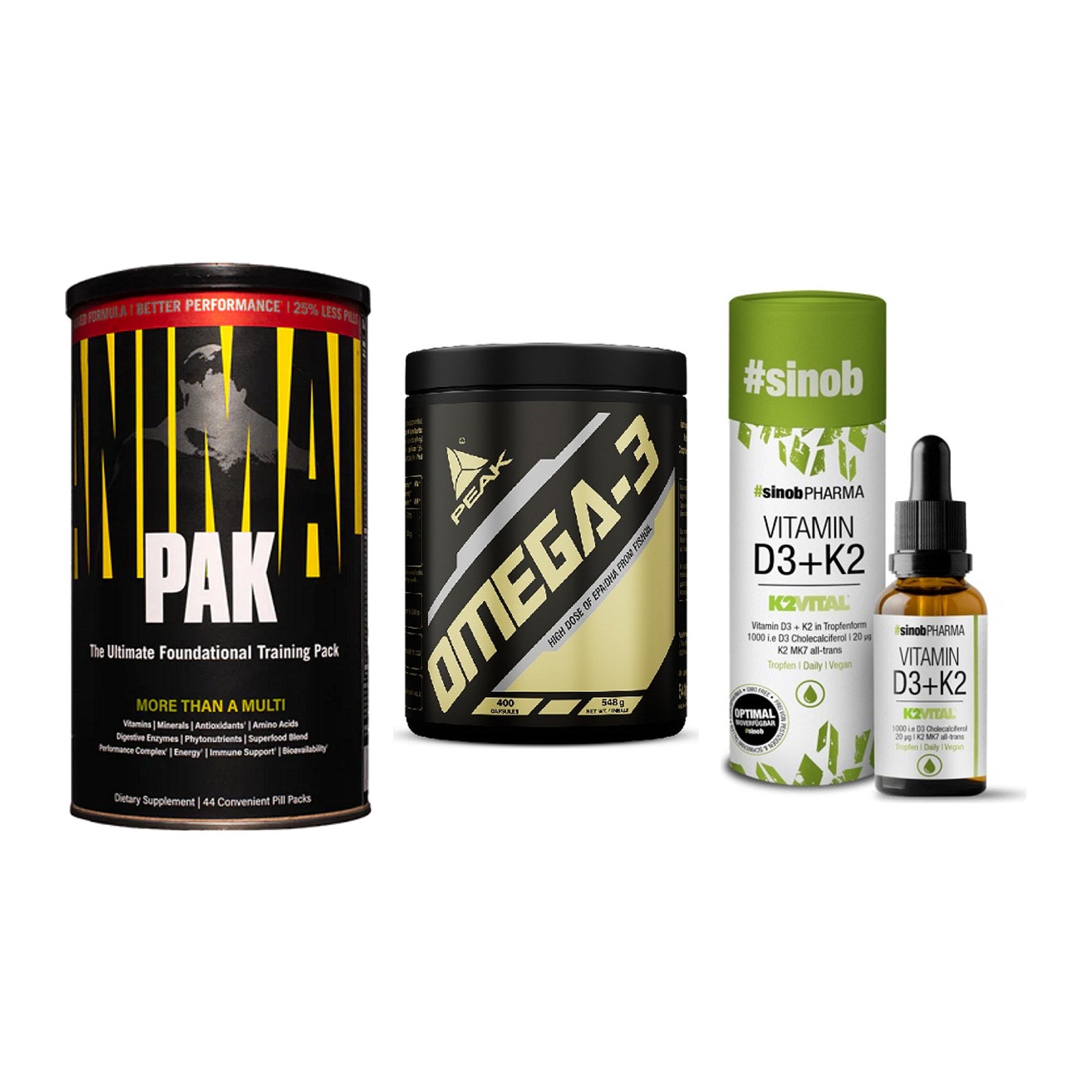 Grundversorgung: Universal + Peak Omega-3 + Sinob Vitamin – alle enthaltenen Artikel