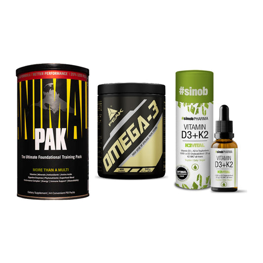 Grundversorgung: Universal + Peak Omega-3 + Sinob Vitamin – alle enthaltenen Artikel