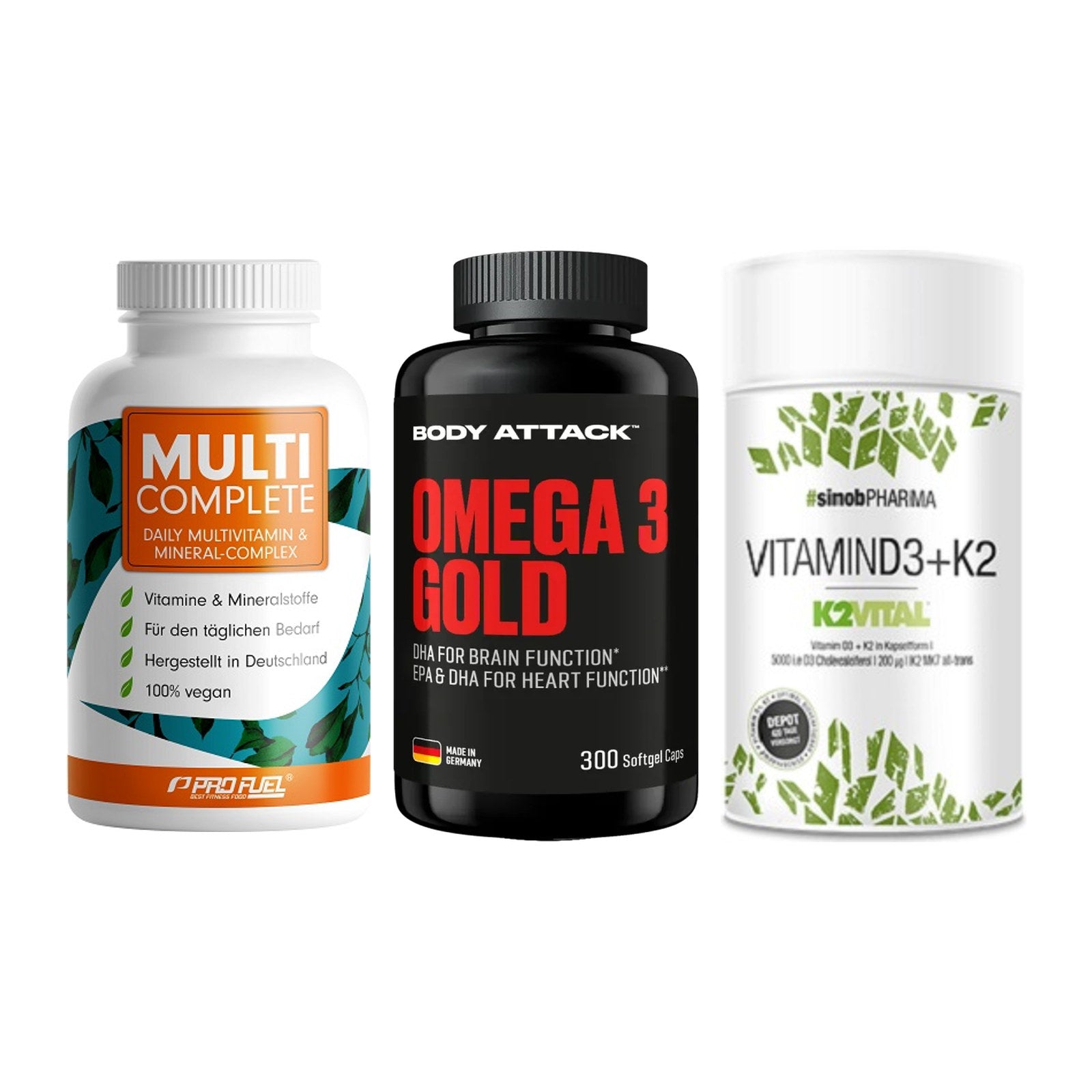Grundversorgung: ProFuel MULTI + Body Attack + Sinob Vitamin – alle enthaltenen Artikel