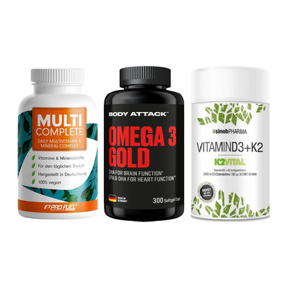 Grundversorgung: ProFuel MULTI + Body Attack + Sinob Vitamin – alle enthaltenen Artikel