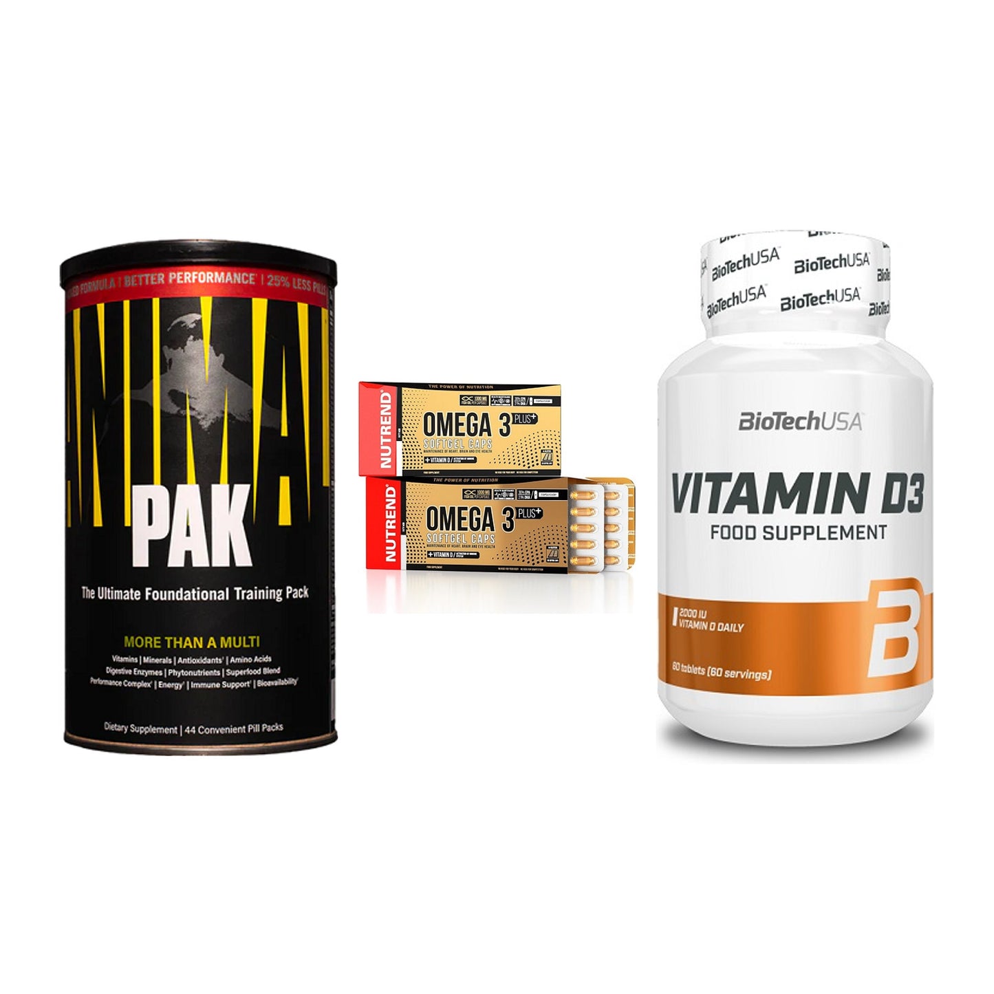 Grundversorgung: Universal + Nutrend Omega 3 + BioTech Vitamin – alle enthaltenen Artikel