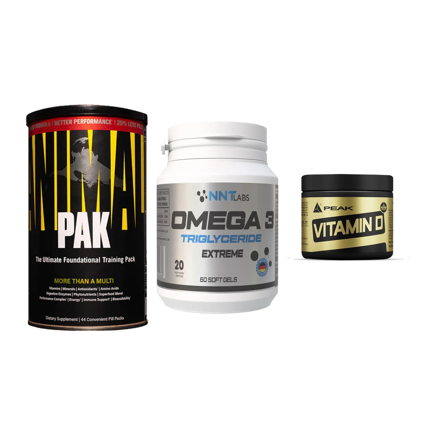 Grundversorgung: Universal + NNT Omega 3 + Peak Vitamin D – alle enthaltenen Artikel