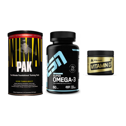 Grundversorgung: Universal + ESN Omega 3 + Peak Vitamin D – alle enthaltenen Artikel