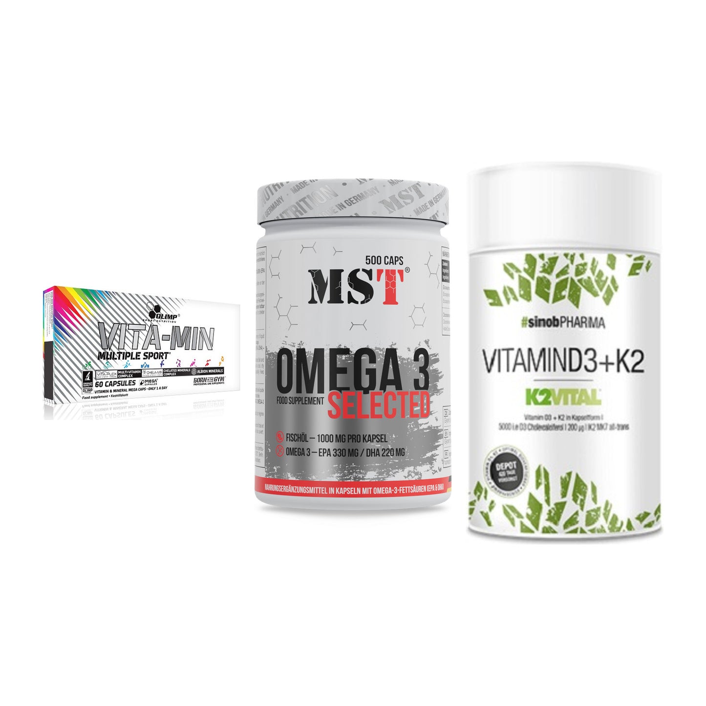 Grundversorgung: Olimp Vita-Min + MST Omega 3 + Sinob Vitamin – alle enthaltenen Artikel
