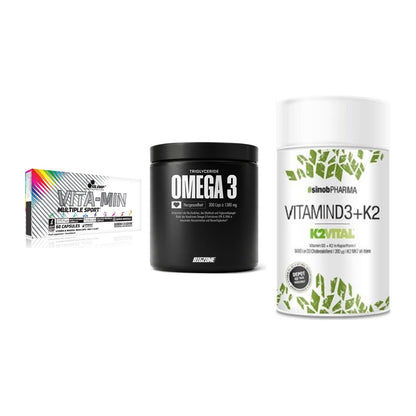 Grundversorgung: Olimp Vita-Min + Big Zone Omega + Sinob Vitamin – alle enthaltenen Artikel