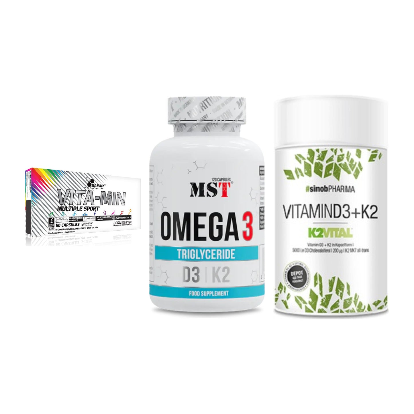 Grundversorgung: Olimp Vita-Min + MST Omega 3 500 + Sinob Vitamin – alle enthaltenen Artikel