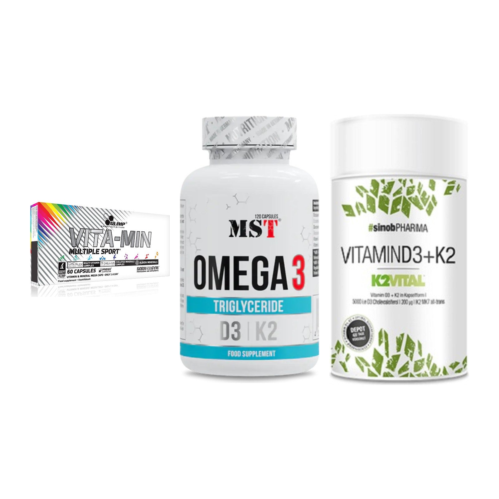 Grundversorgung: Olimp Vita-Min + MST Omega 3 500 + Sinob Vitamin – alle enthaltenen Artikel