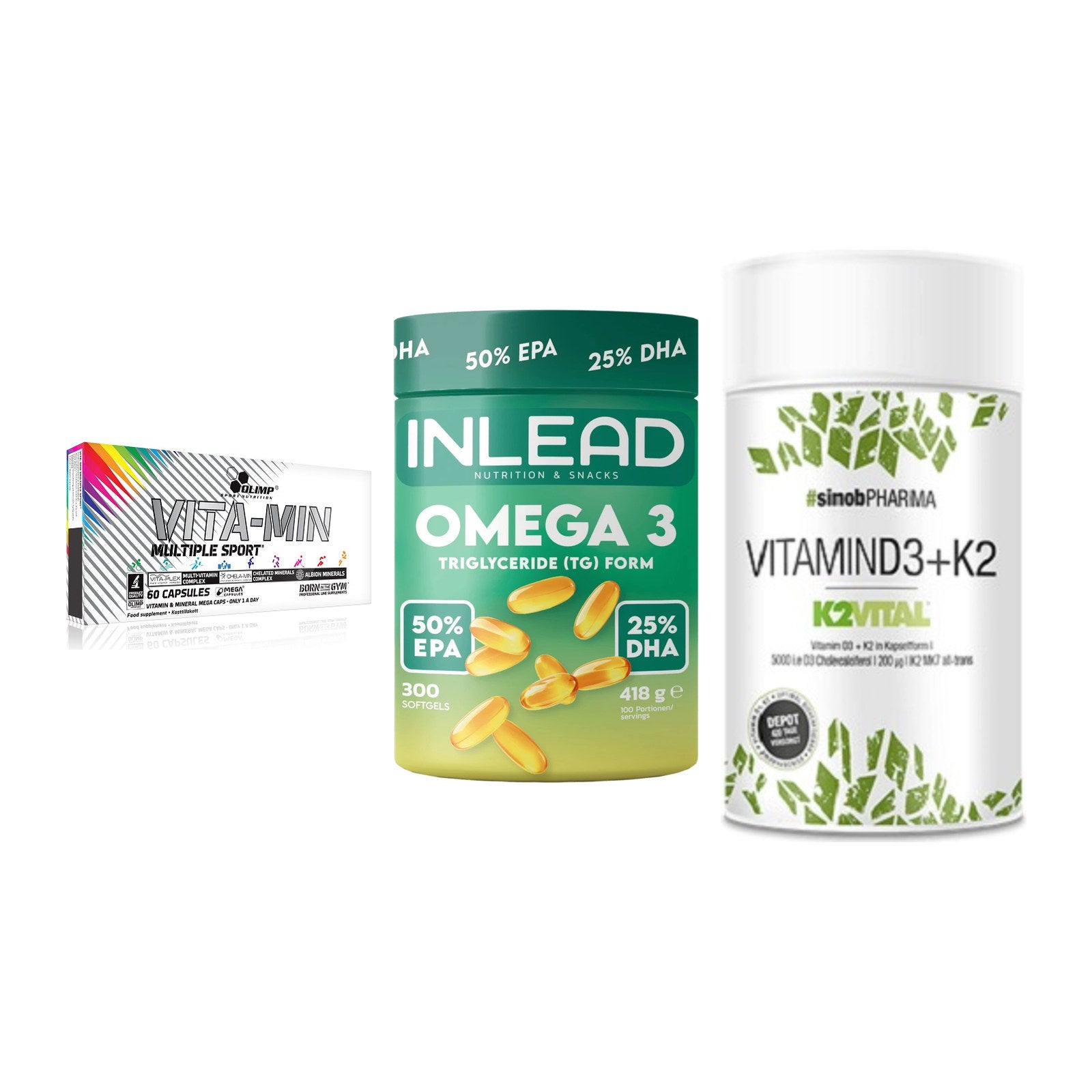 Grundversorgung: Olimp Vita-Min + INLEAD Omega-3 + Sinob Vitamin – alle enthaltenen Artikel