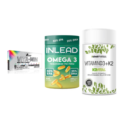 Grundversorgung: Olimp Vita-Min + INLEAD Omega-3 + Sinob Vitamin – alle enthaltenen Artikel