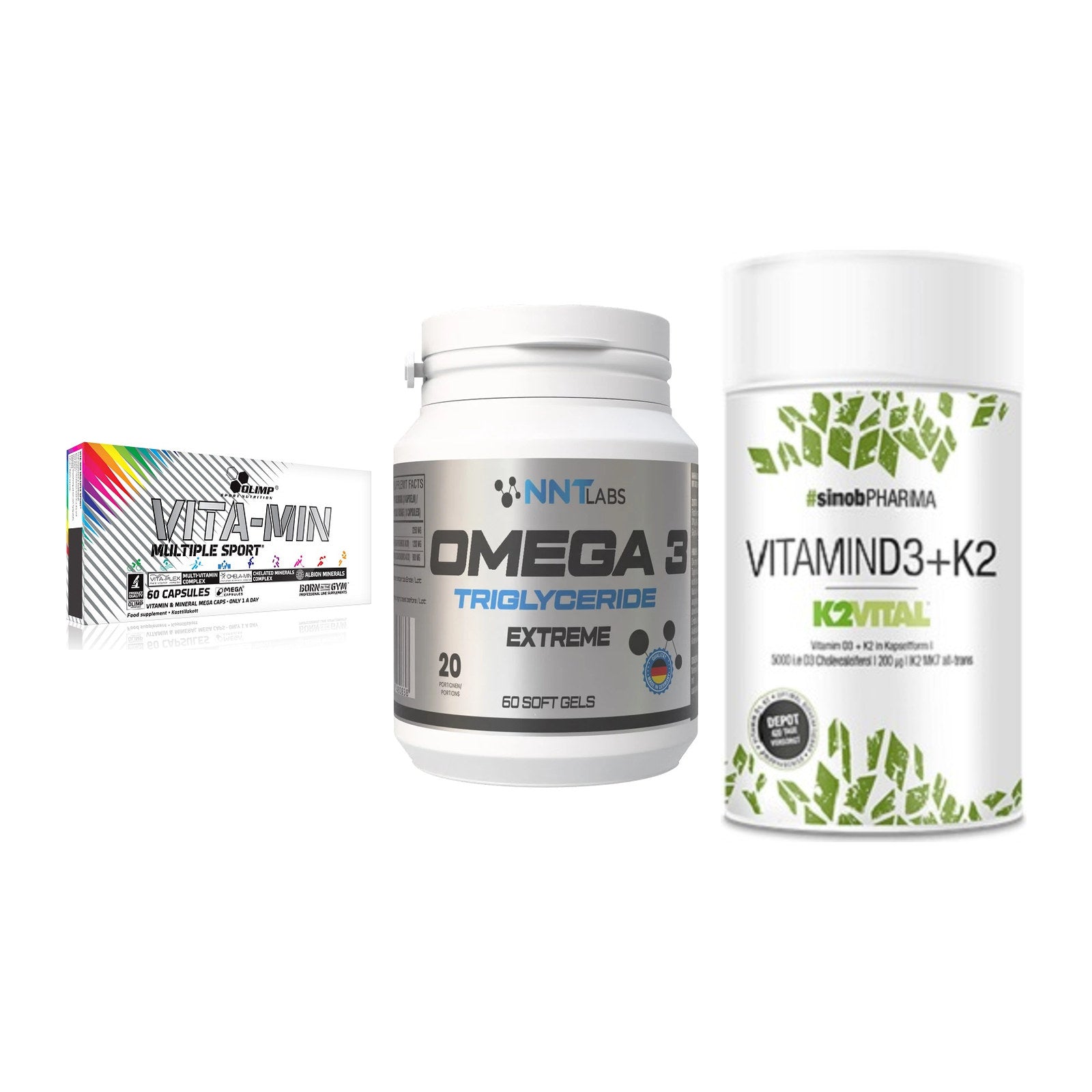 Grundversorgung: Olimp Vita-Min + NNT Omega 3 + Sinob Vitamin – alle enthaltenen Artikel