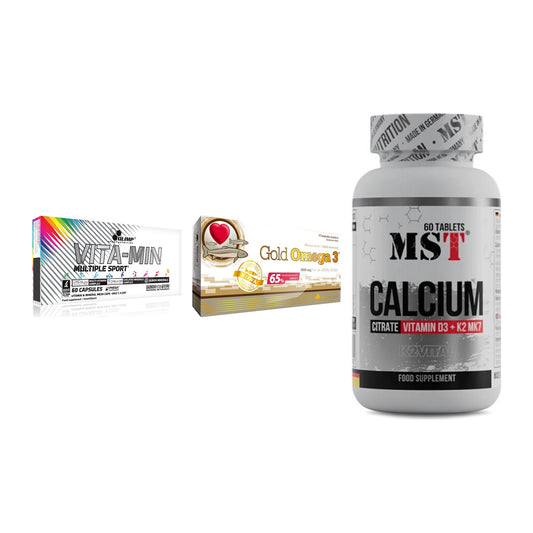 Grundversorgung: Olimp Vita-Min + Olimp Omega 3 + MST Calcium – alle enthaltenen Artikel