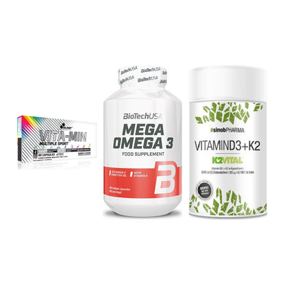 Grundversorgung: Olimp Vita-Min + BioTech Mega + Sinob Vitamin – alle enthaltenen Artikel