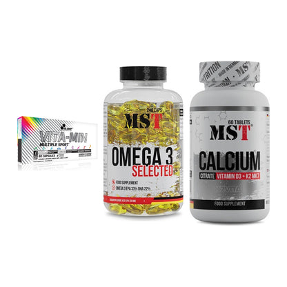Grundversorgung: Olimp Vita-Min + MST Omega 3 + MST Calcium – alle enthaltenen Artikel