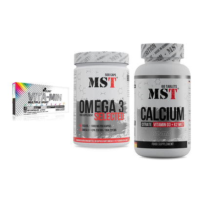 Grundversorgung: Olimp Vita-Min + MST Omega 3 + MST Calcium – alle enthaltenen Artikel