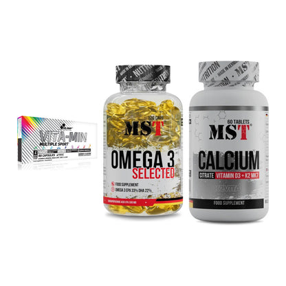 Grundversorgung: Olimp Vita-Min + MST Omega 3 + MST Calcium – alle enthaltenen Artikel