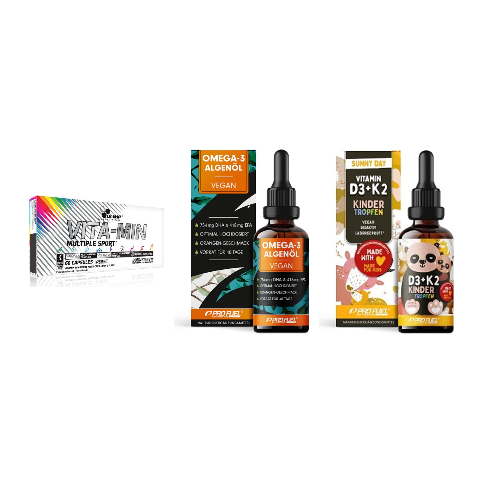 Grundversorgung: Olimp Vita-Min + ProFuel Omega 3 + ProFuel VITAMIN – alle enthaltenen Artikel