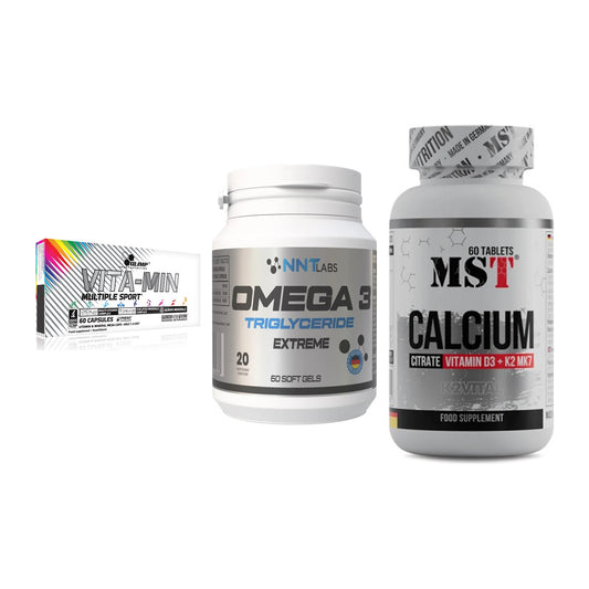 Grundversorgung: Olimp Vita-Min + NNT Omega 3 + MST Calcium – alle enthaltenen Artikel