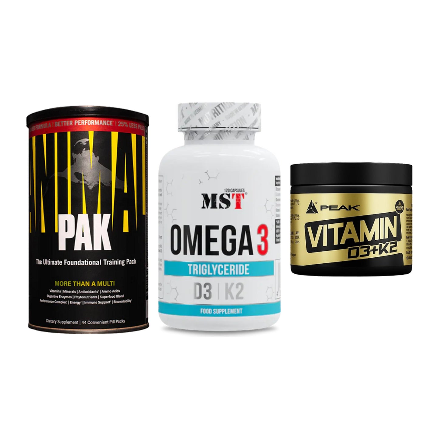 Grundversorgung: Universal + MST Omega 3 500 + Peak Vitamin – alle enthaltenen Artikel