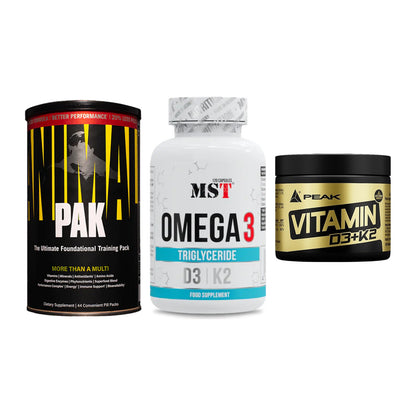 Grundversorgung: Universal + MST Omega 3 500 + Peak Vitamin – alle enthaltenen Artikel