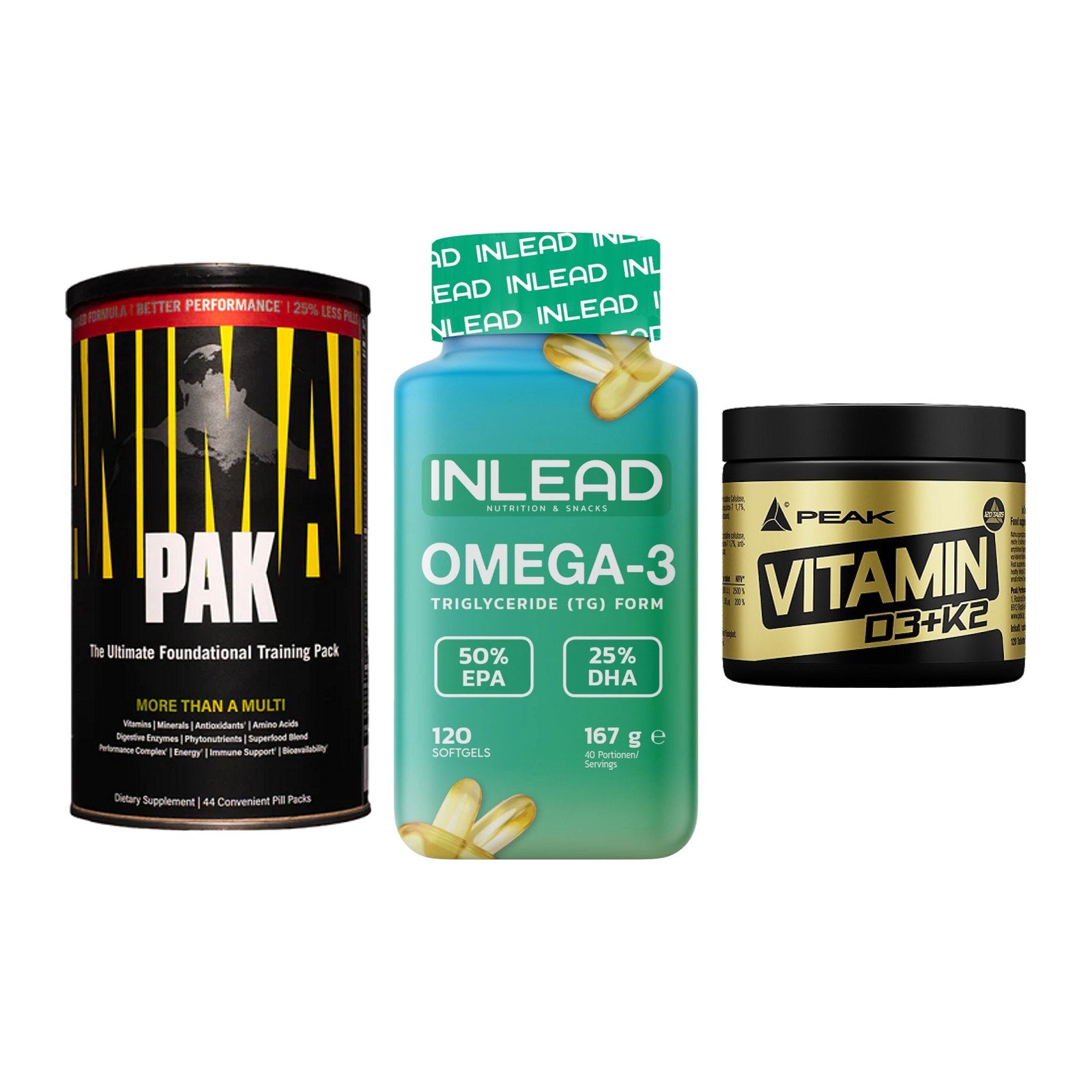 Grundversorgung: Universal + INLEAD Omega-3 + Peak Vitamin – alle enthaltenen Artikel