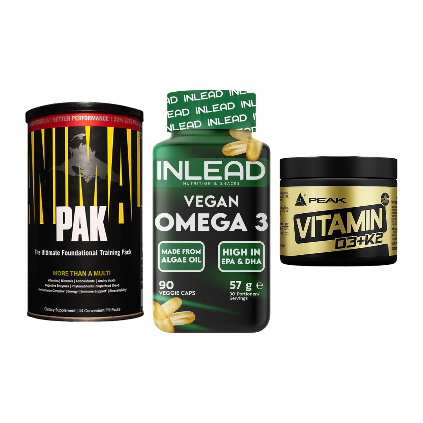 Grundversorgung: Universal + INLEAD Vegan + Peak Vitamin – alle enthaltenen Artikel