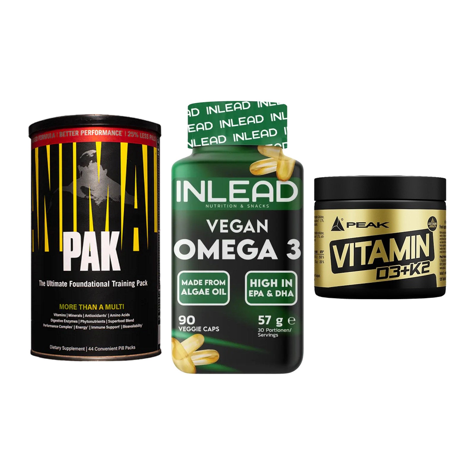 Grundversorgung: Universal + INLEAD Vegan + Peak Vitamin – alle enthaltenen Artikel