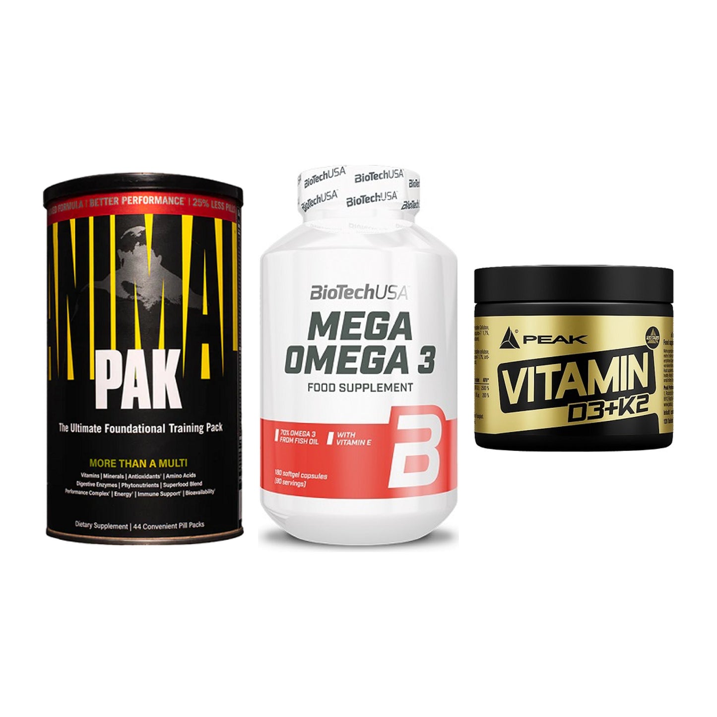 Grundversorgung: Universal + BioTech Mega + Peak Vitamin – alle enthaltenen Artikel