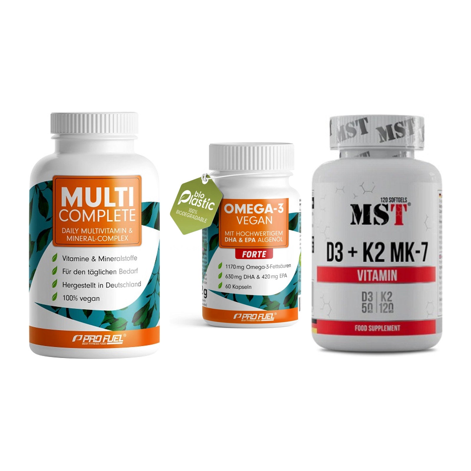 Grundversorgung: ProFuel MULTI + ProFuel Omega 3 + MST Vitamin D3 – alle enthaltenen Artikel